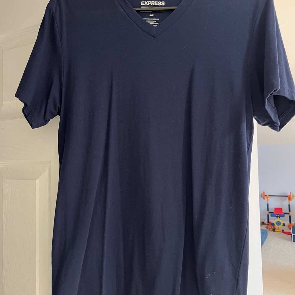 Express Blue Short Sleeve V-Neck Tee